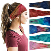 YONUF tie-dye headbands 6-pack, breathable and soft for workouts