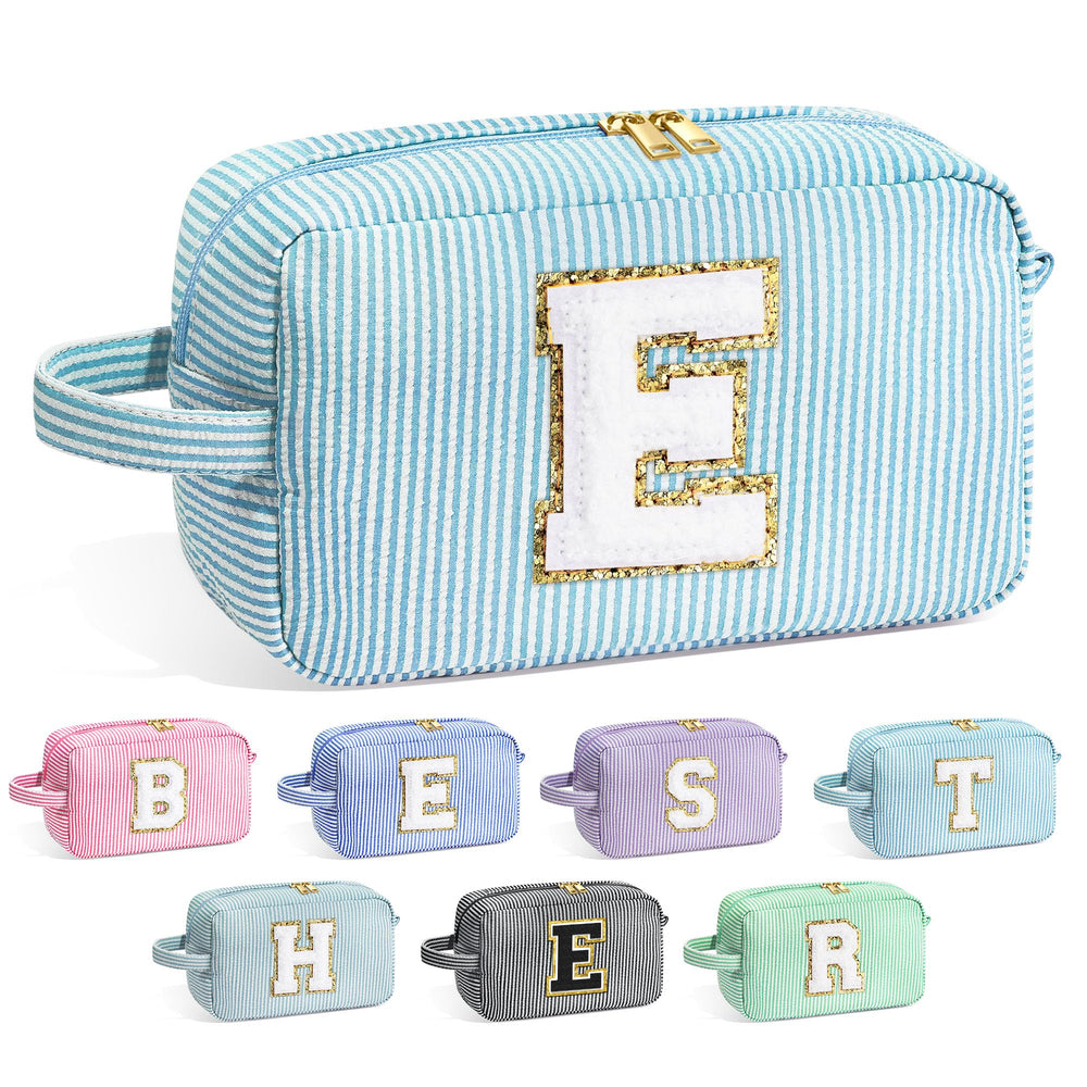 YOOLIFE bridesmaid monogram makeup bag front view with stitched initial for personalized gifting