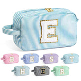 YOOLIFE bridesmaid monogram makeup bag front view with stitched initial for personalized gifting