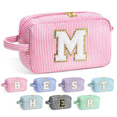 YOOLIFE initial makeup bag front view shows organized compartments for cosmetics