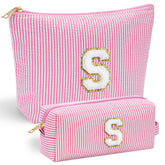 YOOLIFE makeup bag chenille letter front highlights stylish organization for daily use