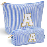 YOOLIFE makeup bag front chenille initial for personalized style and quick ID