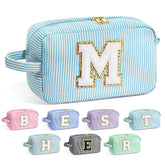 YOOLIFE monogram initial makeup bag front view for teens daily organization