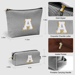 YOOLIFE monogram makeup bag pink color option with 26 letter choices for personalization.
