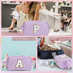 YOOLIFE monogram makeup bag in portable size fits backpacks for on-the-go touchups.