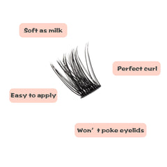 Close-up of YOONOYA 14mm D Curl lash clusters showing dramatic curl.