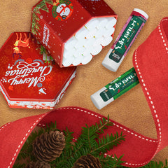 Yopela Christmas packaging lip balm on festive display