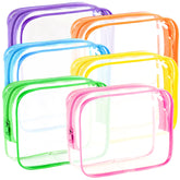 YOQIVEXU clear makeup bags 6-pack in vibrant colors for quick cosmetics identification.
