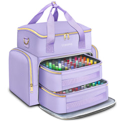YOREPEK extra large nail polish organizer front view, showcasing ample bottle capacity for travel