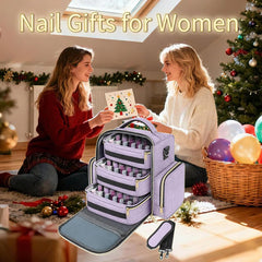 YOREPEK nail polish organizer with three detachable pouches for flexible storage.
