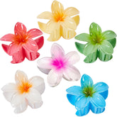 YosaiHom Hawaiian flower claw clip White-Orange-Heart with non-slip grip for all hair types