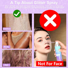 YOSCA glitter spray on skin adds a subtle, lasting glow.