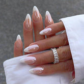 YOSOMMK french-tip-chrome almond nails showcasing mirror design for party-perfect shine