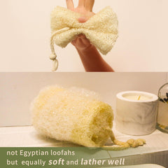 YOTDHUO loofah sponge in hand for easy palm-size cleansing.