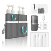 YOTIME 4in1 travel bottles set attached to smooth tile for convenient access.