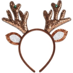 YOUDICT Christmas Antlers Headband with brown sequins and antlers for a festive cosplay look.