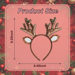 YOUDICT Christmas Antlers Headband with green and red bell centerpiece for merry party vibes.