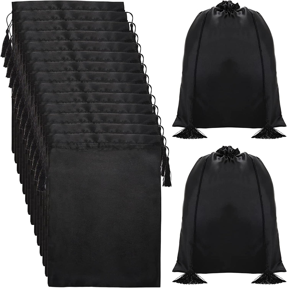Youeon silk satin wig bags in 12x16 black protect wigs during storage and travel