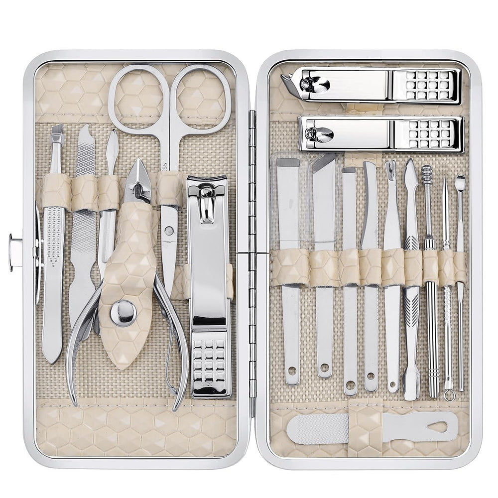 Yougai nail-clippers-set-18-piece-kit displayed for convenient home and travel grooming.