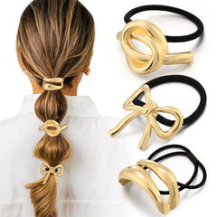 Yougeigy gold hair ties stretchy-durable secure daily wear without snagging