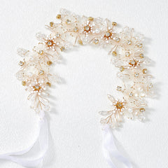 YOUlDIANZI Flower Princess Headpiece closeup pearls for elegant wedding day sparkle