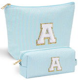 YOOLIFE makeup bag front with chenille initial design for a stylish personal touch.