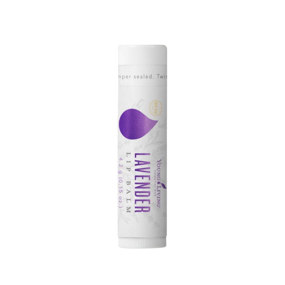 Young Living Lavender Lip Balm packaging shows a compact travel-friendly design for on-the-go hydration.
