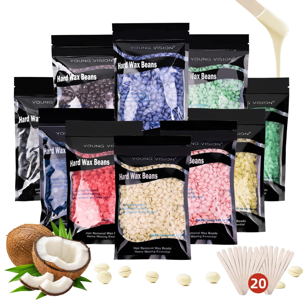 YOUNG VISION hard wax beads in colorful pack ready for at-home waxing
