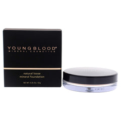 Youngblood foundation jar with natural loose mineral formula delivering breathable, buildable coverage