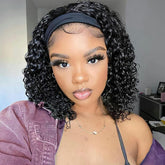 Youngirl Deep Wave Headband Wig 12inch on model showing effortless daily wear