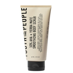 Youth To The People 10% AHA Yerba Mate body scrub jar — smooths rough texture for radiant skin.