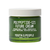 Youth To The People 121-Polypeptide Future Cream bottle front reveals fragrance-free hydrating moisturizer.
