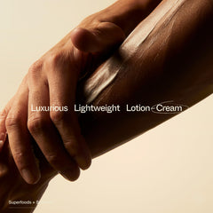 Youth To The People hand-body lotion absorption close-up, quick non-greasy feel.