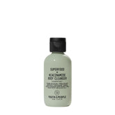 Youth To The People Superfood + Niacinamide Body Wash bottle shows travel size hydration on the go