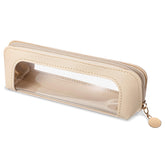 YQQYG makeup brush bag front view shows durable PU leather and clear layout for quick access.