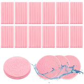 Ysanciuu 240pcs pink compressed sponge strips for daily makeup removal and storage.
