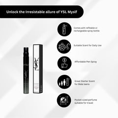 YSL MYSLF bottle highlighting woody floral notes for a distinctive signature moment