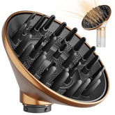 YTCHYYSK large diffuser attachment for Dyson Airwrap in gold accelerates drying on thick hair.