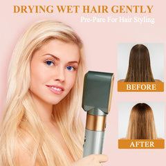 YTCHYYSK pre-styling nozzle in use shows swift drying and effortless straightening