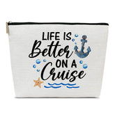 Ythuil Cruise Makeup Bag front view showing large capacity for cosmetics on travels.