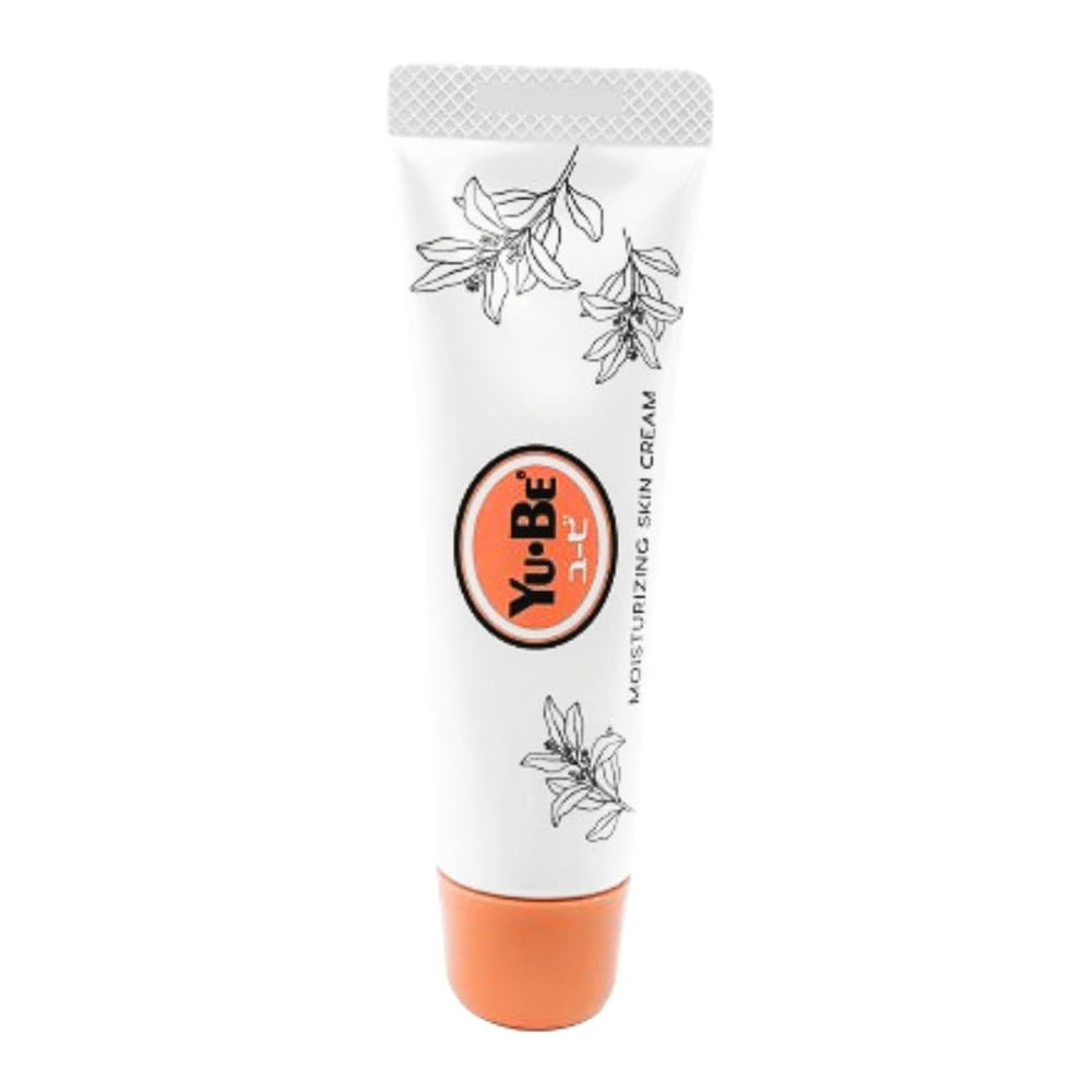 Yu-Be Moisturizing Skin Cream tube packaging shows premium hydration for face and body.
