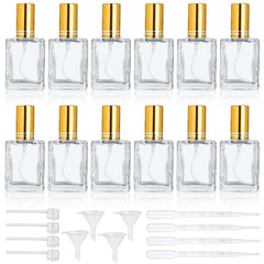 YU FENG 12pcs clear perfume spray bottles 15ml glass for travel-ready fragrance storage.