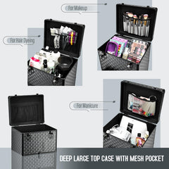 Yueieoun salon cart side view shows portable rolling design for mobile setups