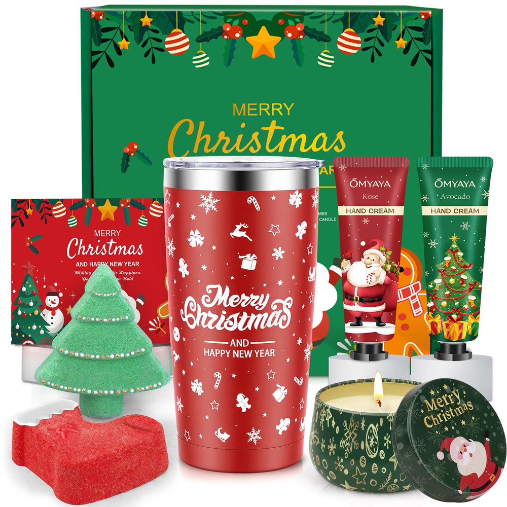 YUEONEWIN Christmas gift set tumbler—keeps drinks hot or cold for hours.