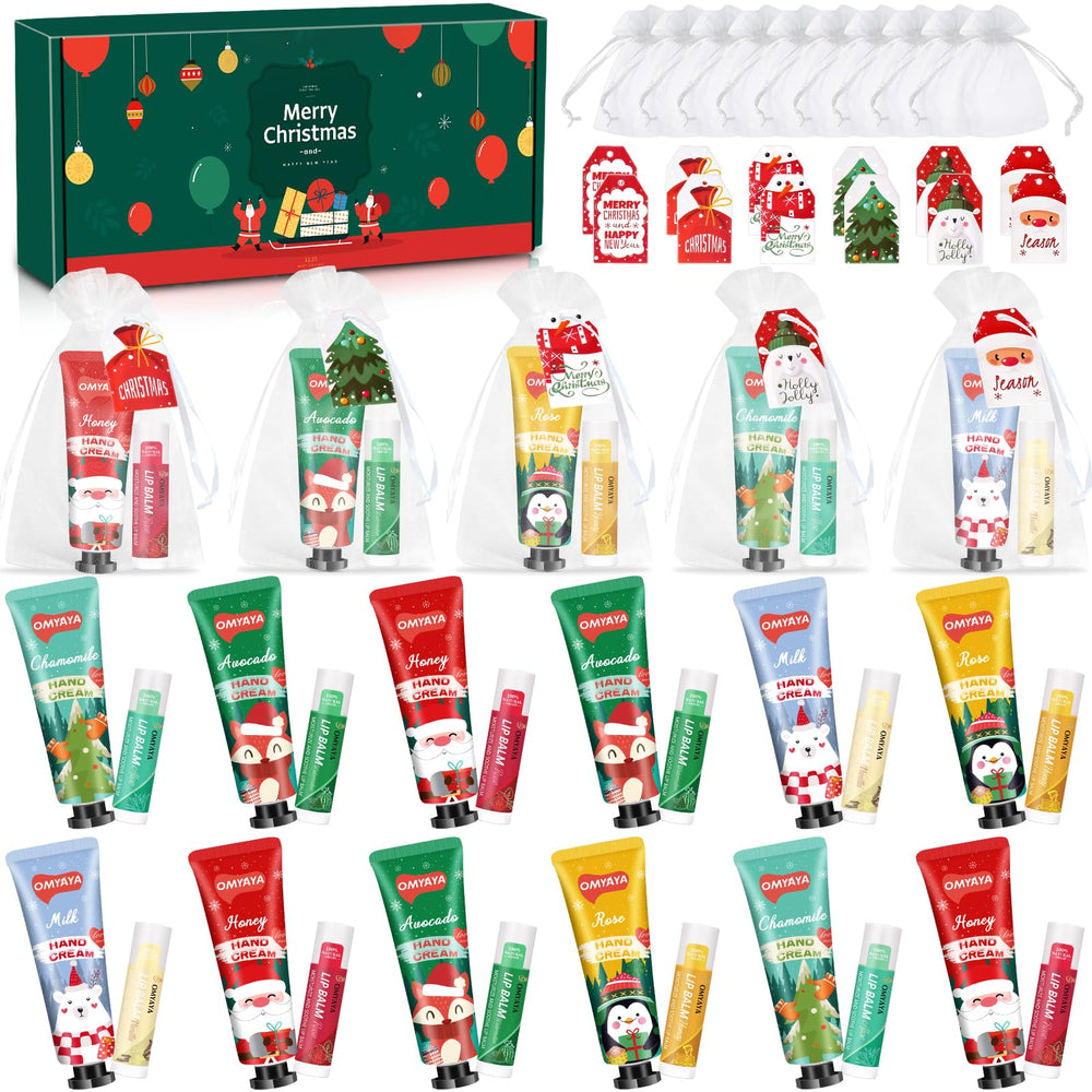 YUEONEWIN Christmas hand cream and lip balm set arranged for gifting