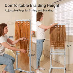 Yumkfoi height-adjustable braiding rack adapts to you for ergonomic comfort.