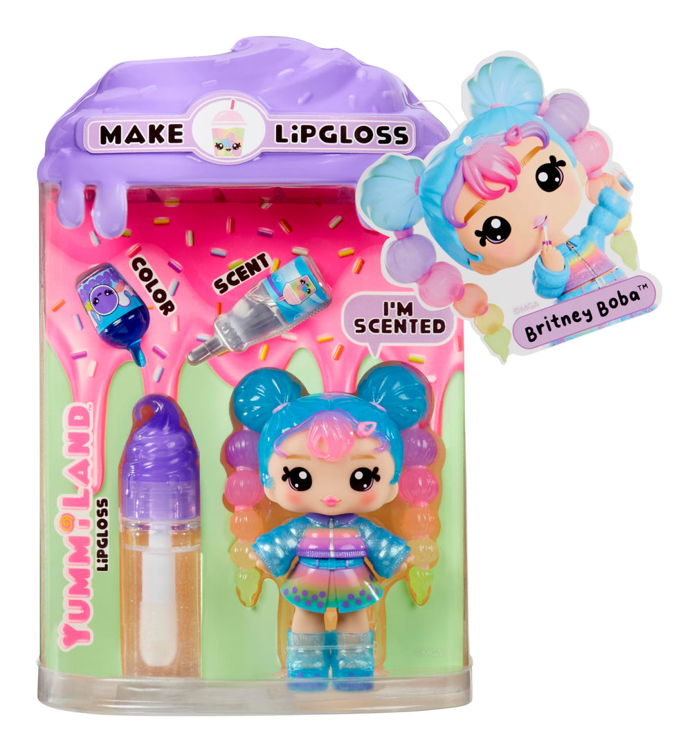 Yummiland Britney Boba doll with DIY lip gloss kit ready for creative play.