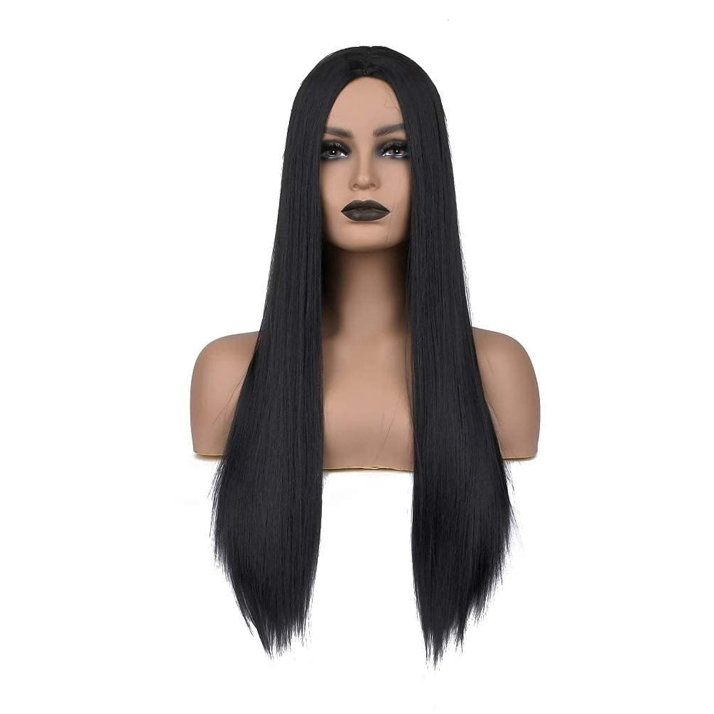 YunYan black wig long straight 26in for daily wear with natural silhouette.