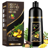 YUOLITA 4-in-1 dark brown dye shampoo bottle shows color‑depositing and nourishing care