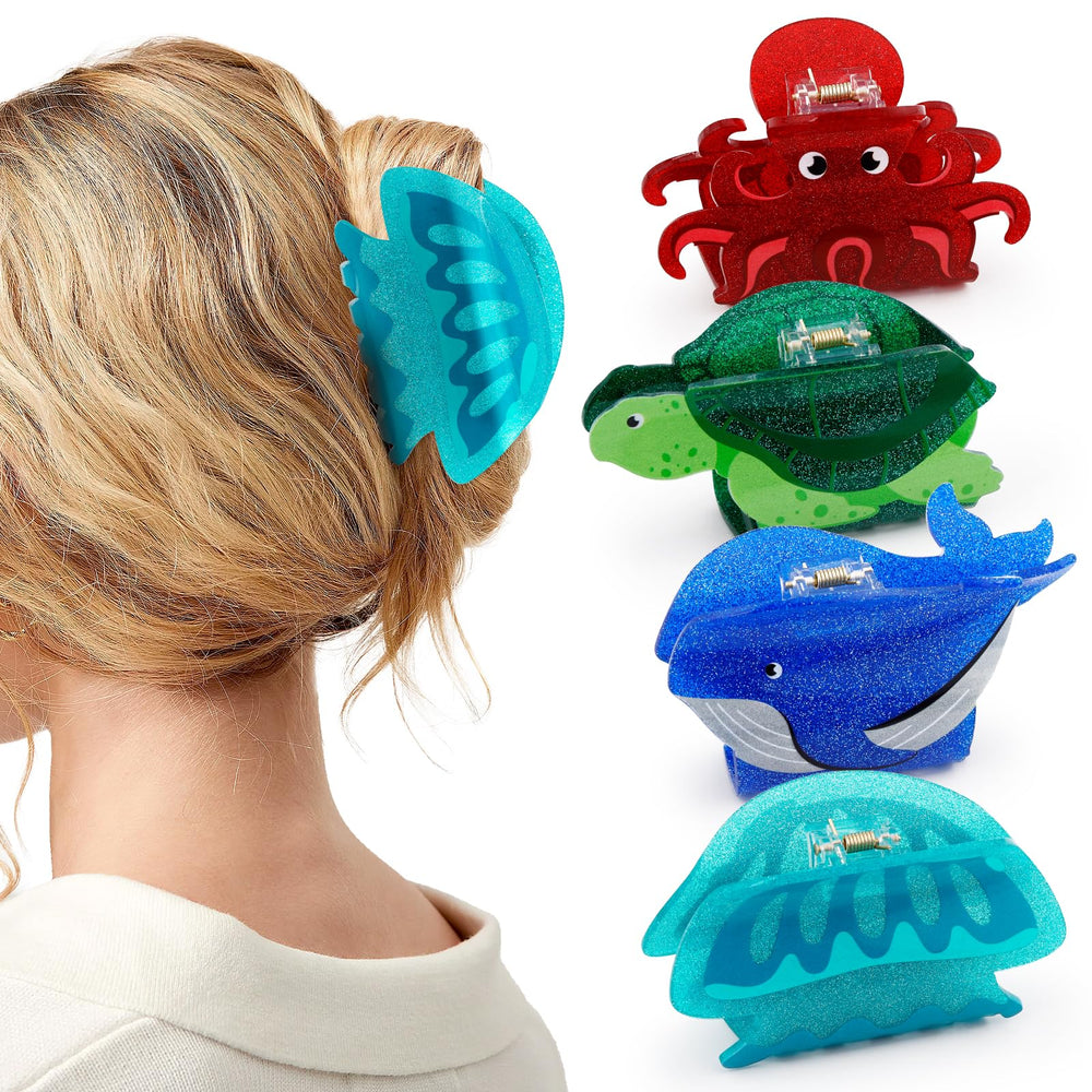 Yussti sea animals jellyfish hair clip secures thick or thin hair with ocean-inspired style.